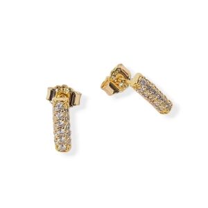 New! Timeless Pavé Single-row Bar Stud Earrings. Sterling Silver.